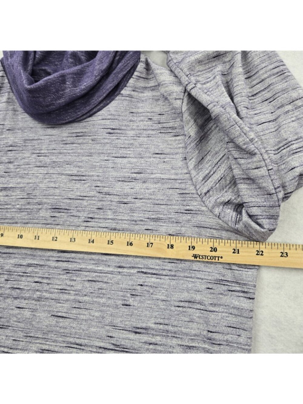 Weekends by Chicos Cowl Neck Top Size Large Casual Lightweight Heather Purple - Picture 5 of 7